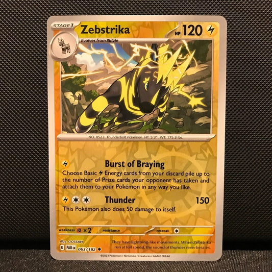 Zebstrika Reverse Holo 063/182 - Paradox Rift Pokemon Card - NM/Mint