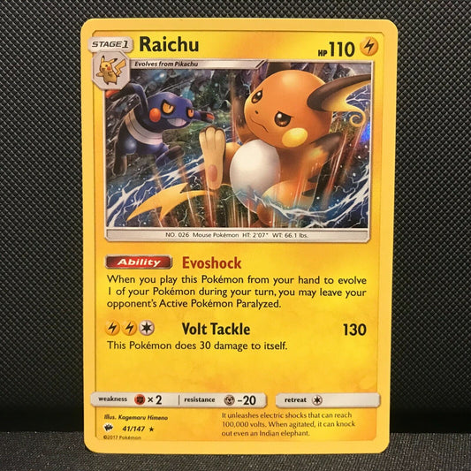 Raichu Holo 41/147- Burning Shadows Pokemon Card - NM/Mint