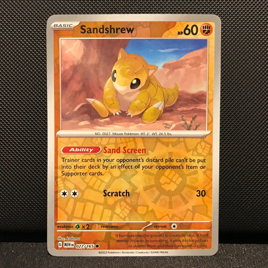 Sandshrew Reverse Holo 027/165- Scarlet & Voilet 151 Pokemon Card - NM/Mint