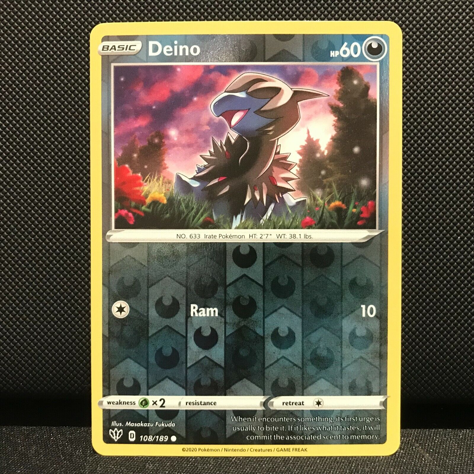 Deino Reverse Holo 108/189 - Darkness Ablaze Pokemon Card - NM/Mint