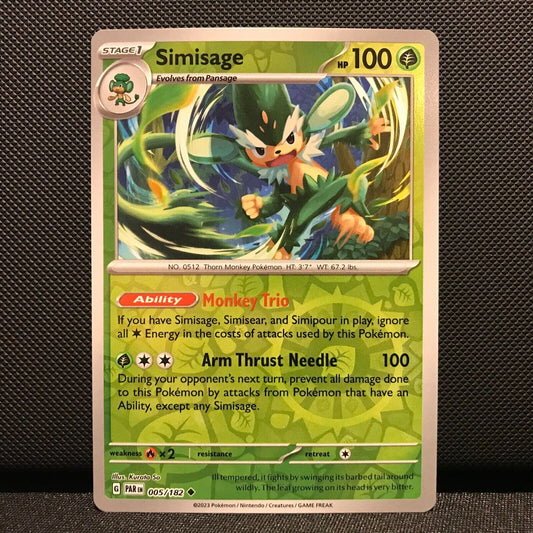 Simisage Reverse Holo 005/182 - Paradox Rift Pokemon Card - NM/Mint