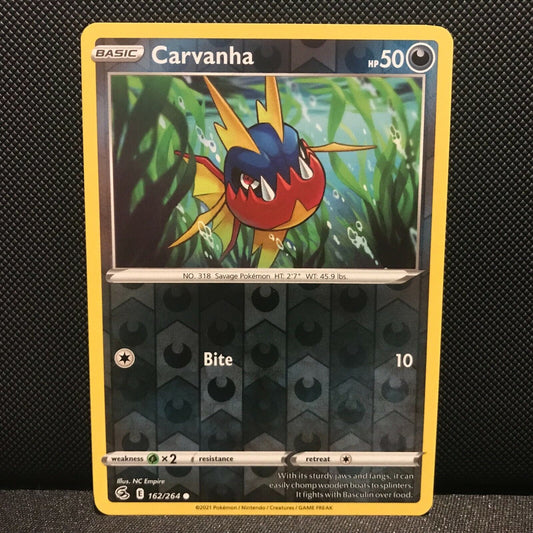 Carvanha Reverse Holo 162/264 - Fusion Strike Pokemon Card - NM/Mint