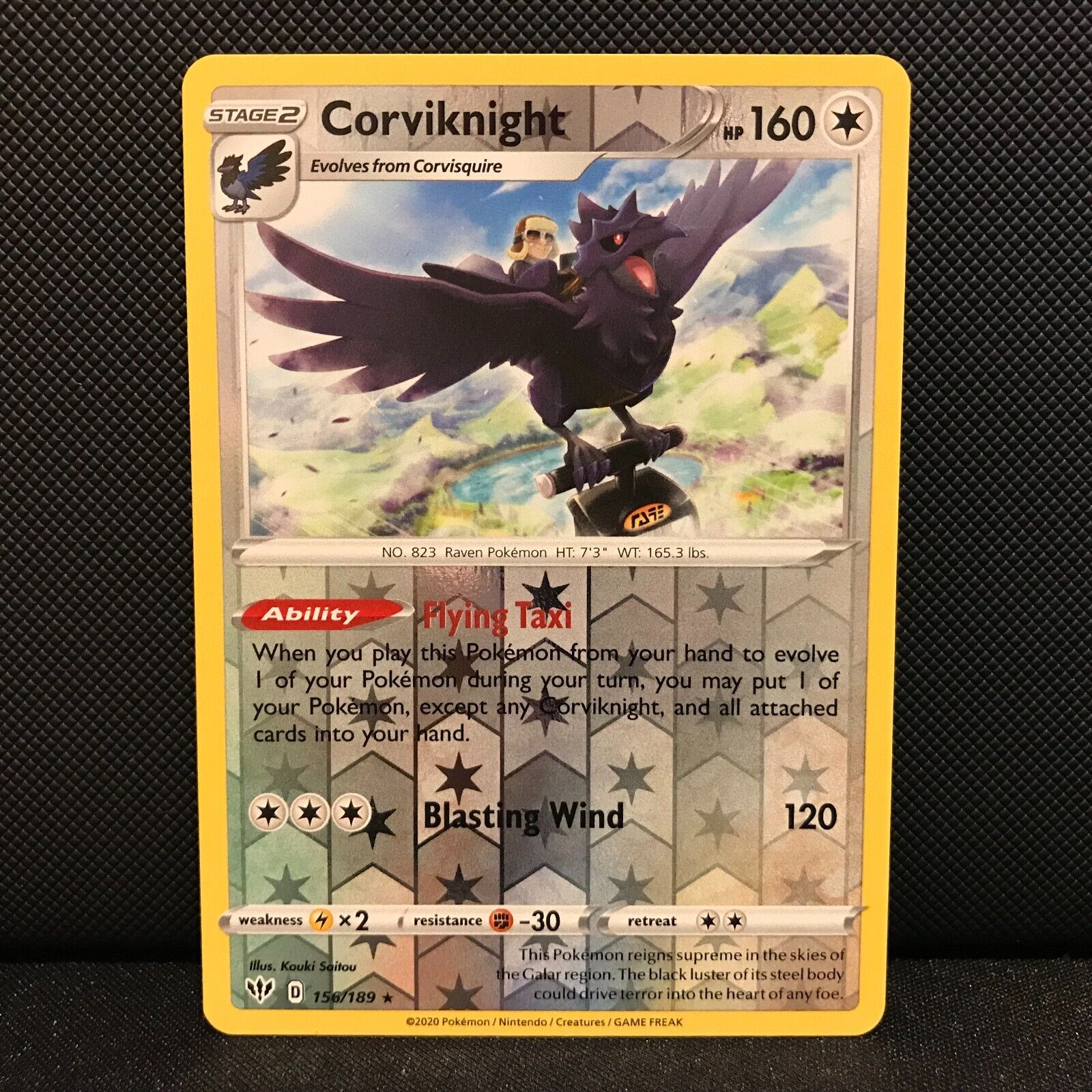 Corviknight Reverse Holo 156/189 - Darkness Ablaze Pokemon Card - NM/Mint