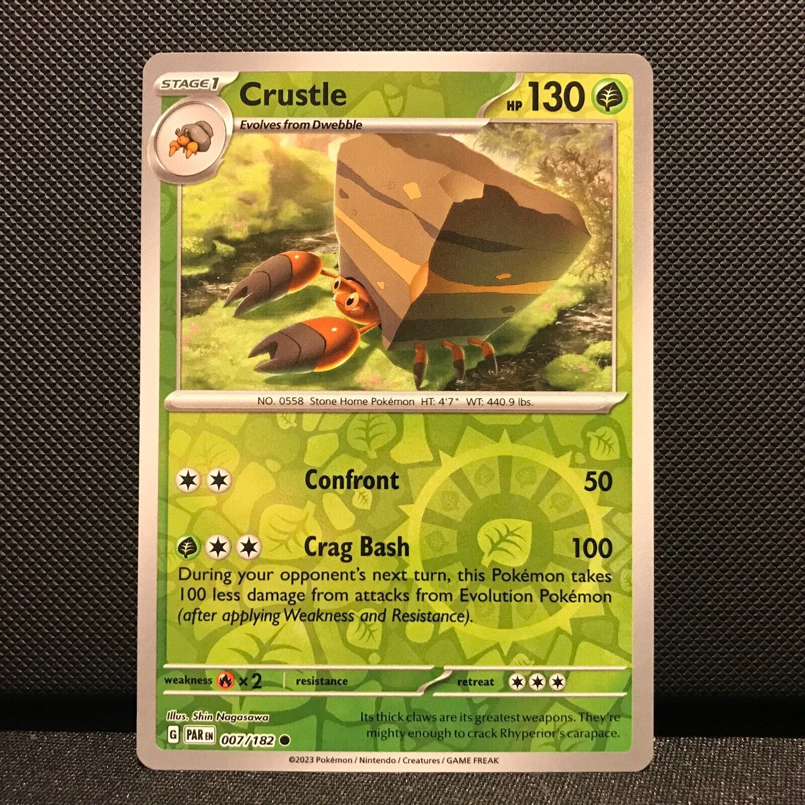 Crustle Reverse Holo 007/182 - Paradox Rift Pokemon Card - NM/Mint