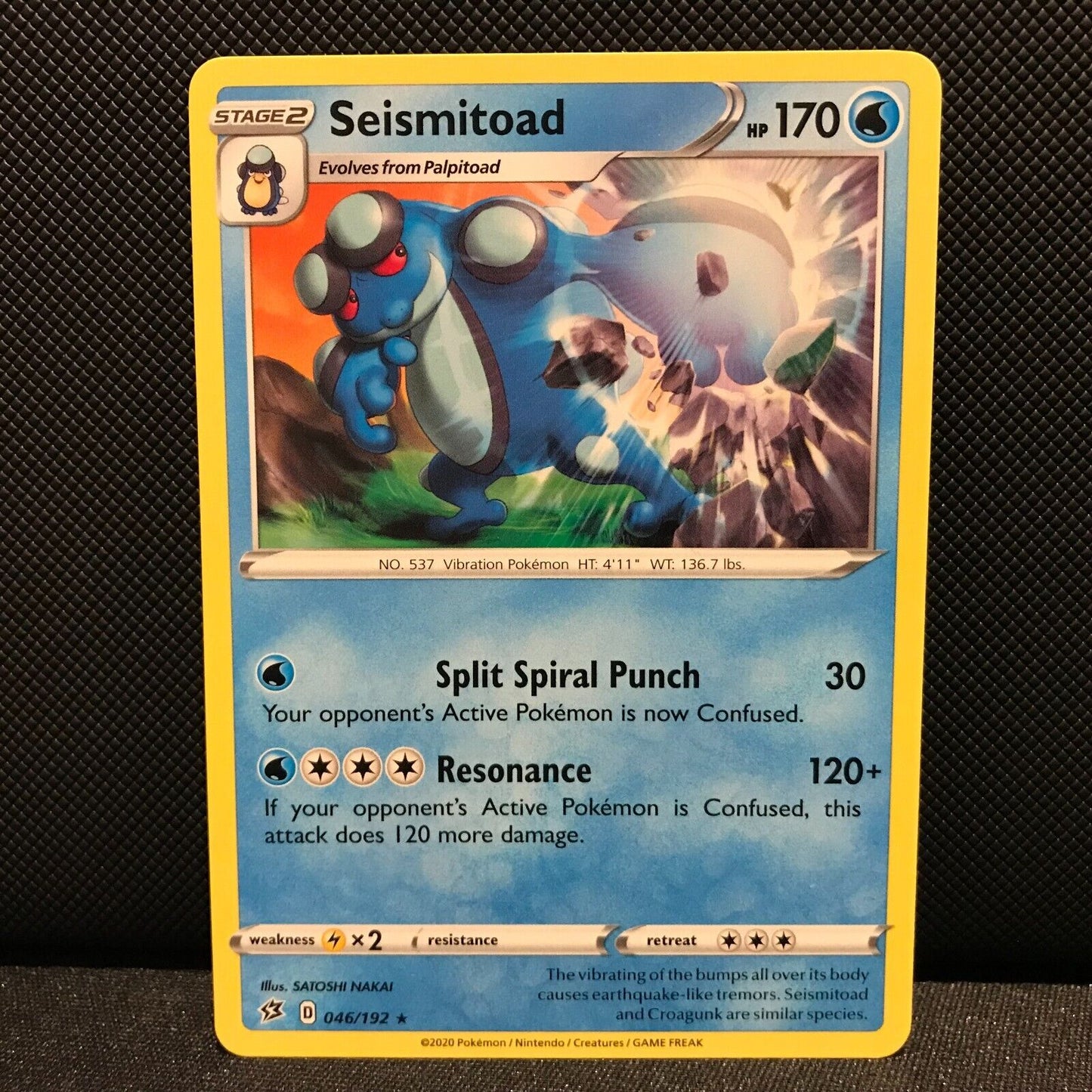 Seismitoad 46/192 - Rebel Clash Pokemon Card - NM/Mint