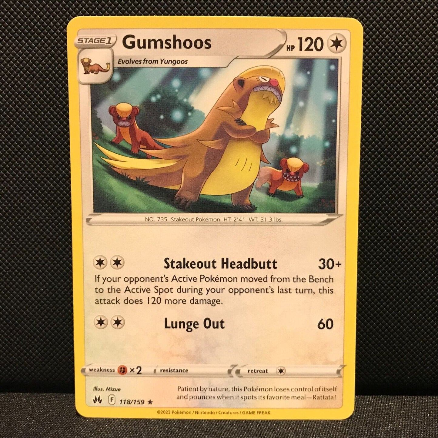 Gumshoos 118/159 - Crown Zenith Pokemon Card - NM/Mint