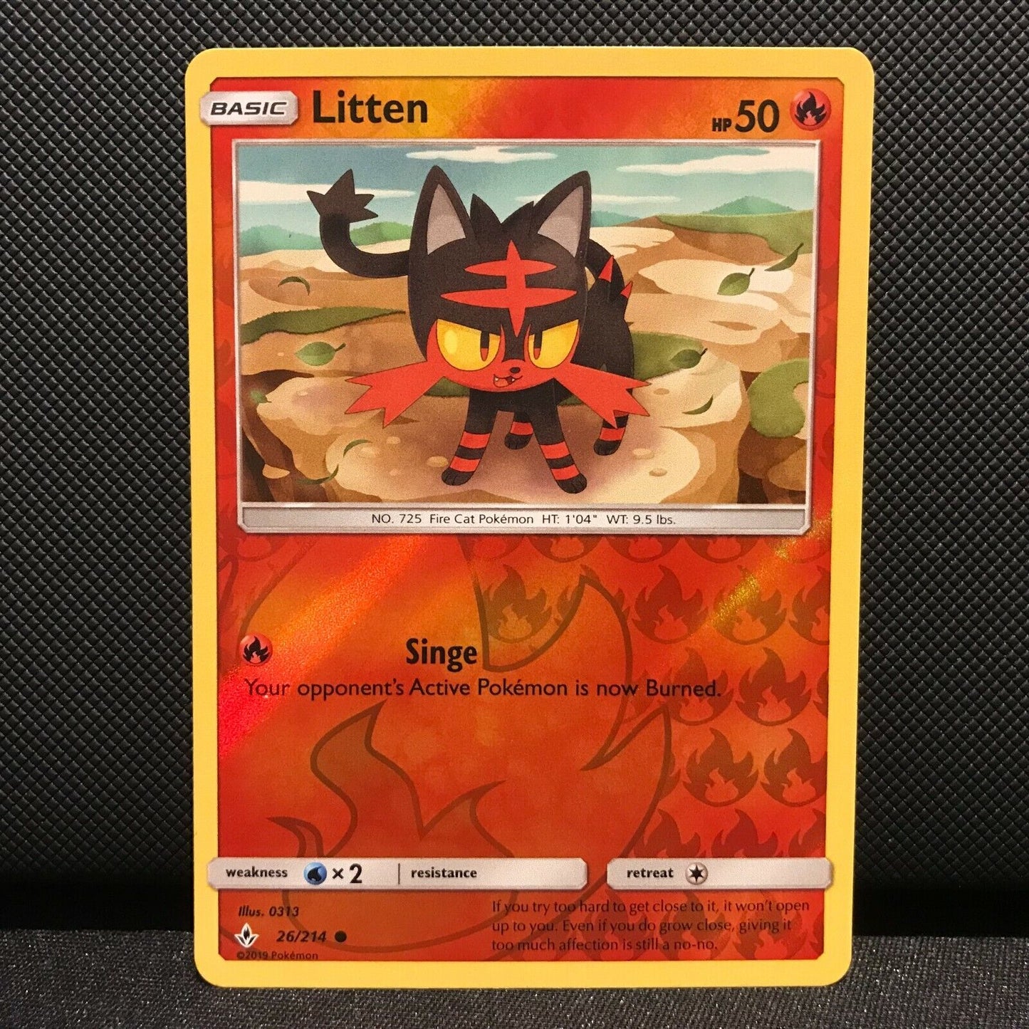 Litten Reverse Holo 26/214 - Unbroken Bonds Pokemon Card - NM/Mint