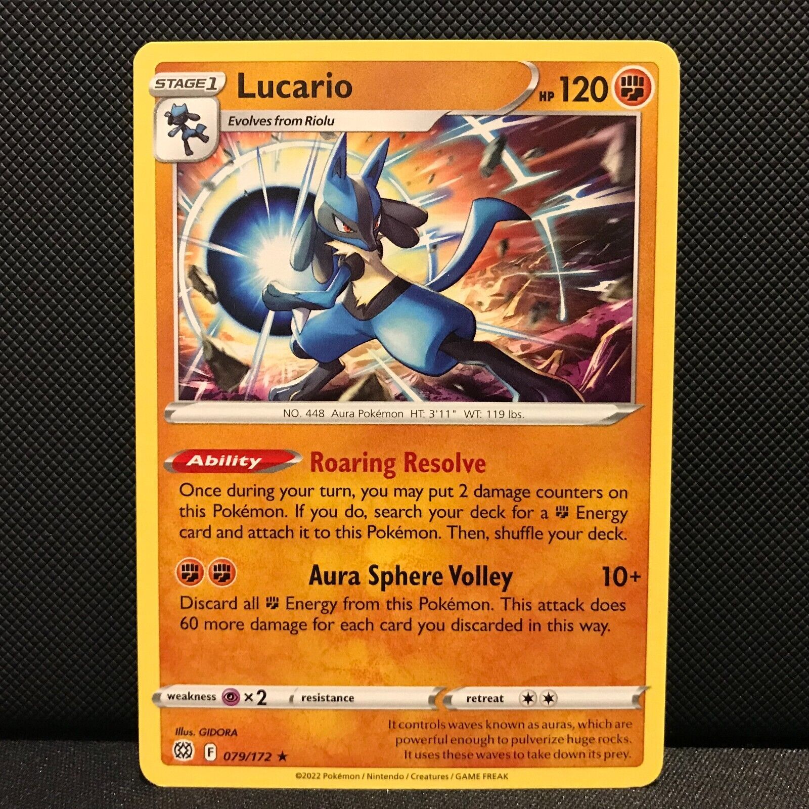 Lucario Non-Holo 79/172 - Brilliant Stars Pokemon Card - NM/Mint