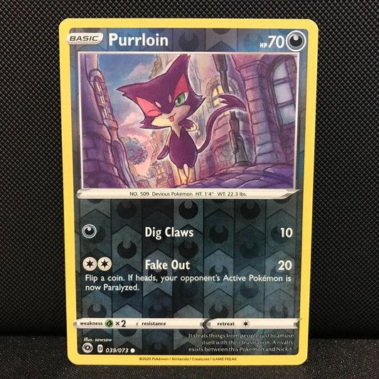 Purrloin Reverse Holo 39/73 - Champion's Path Pokemon Card - NM/Mint