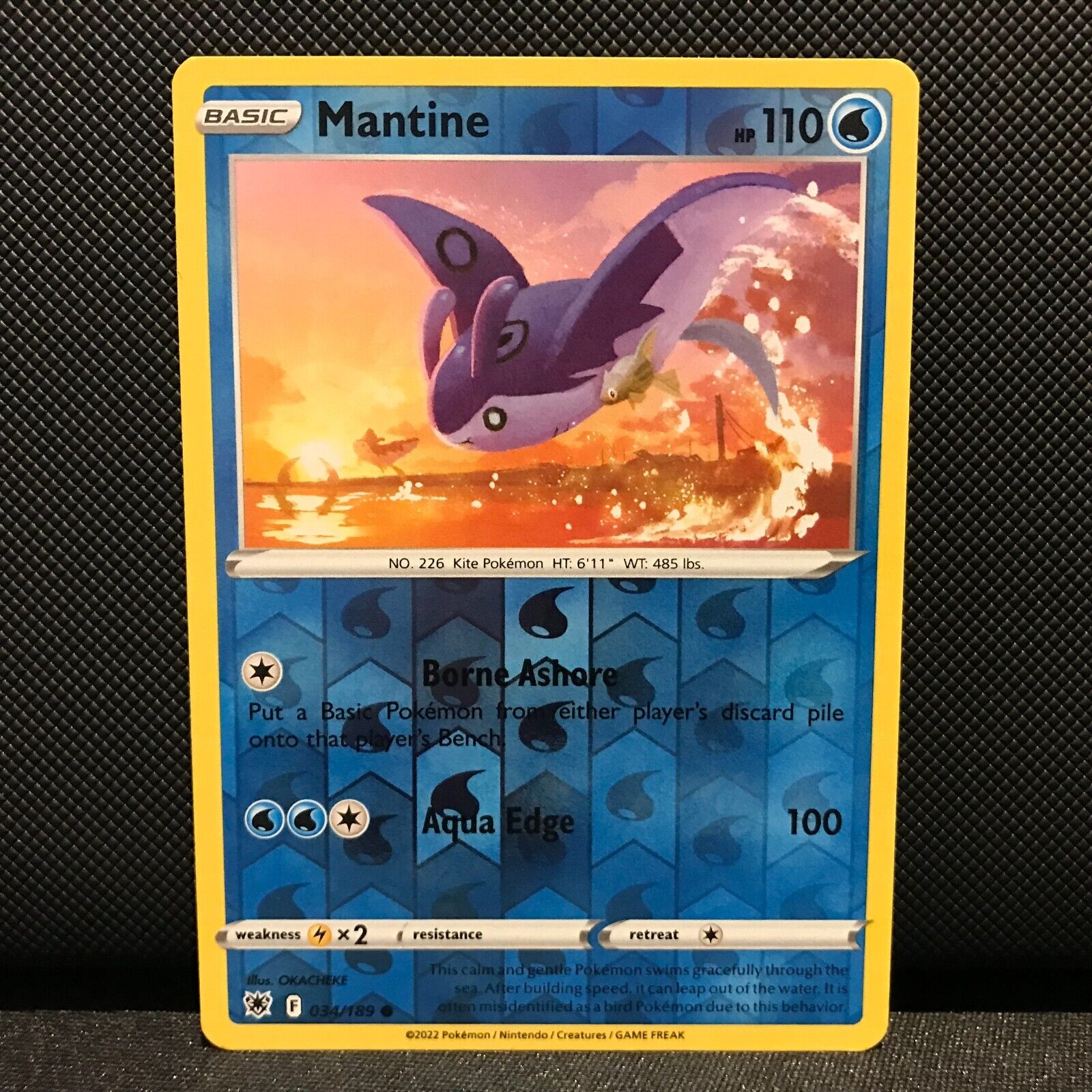 Mantine Reverse Holo 34/189 - Astral Radiance Pokemon Card - NM/Mint