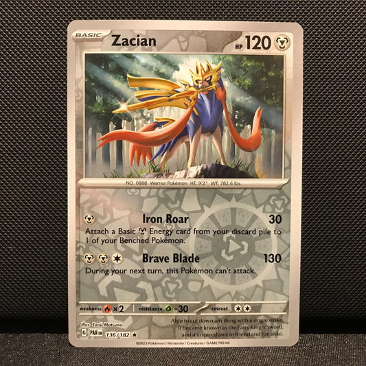 Zacian Reverse Holo 136/182 - Paradox Rift Pokemon Card - NM/Mint