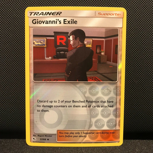 Giovanni's Exile Reverse Holo 57/68 - Hidden Fates Pokemon Card - NM/Mint