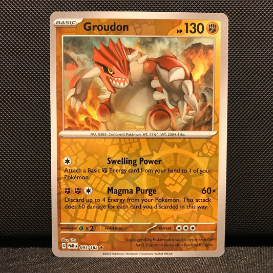 Groudon Reverse Holo 093/182 - Paradox Rift Pokemon Card - NM/Mint