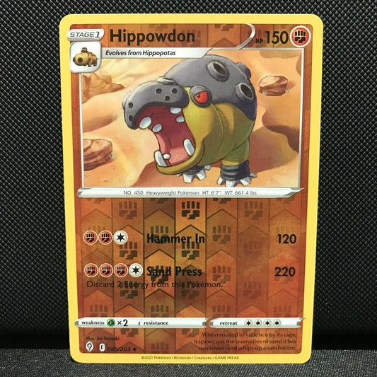 Hippowdon Reverse Holo 85/203 - Evolving Skies Pokemon Card - NM/Mint