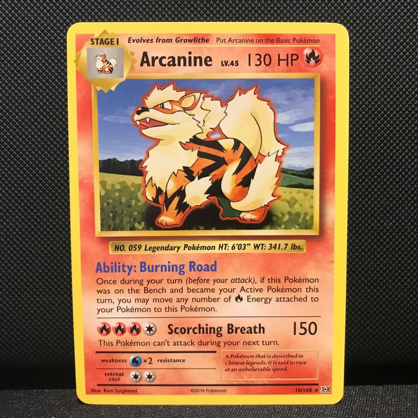 Arcanine 18/108 - Evolutions Pokemon Card - NM/Mint