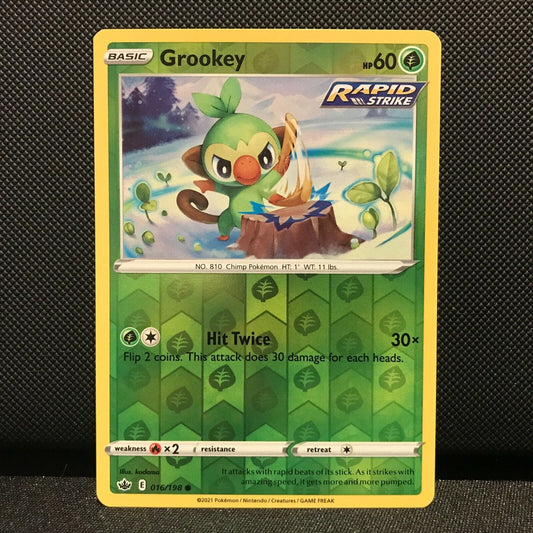 Grookey Reverse Holo 16/198 - Chilling Reign Pokemon Card - NM/Mint