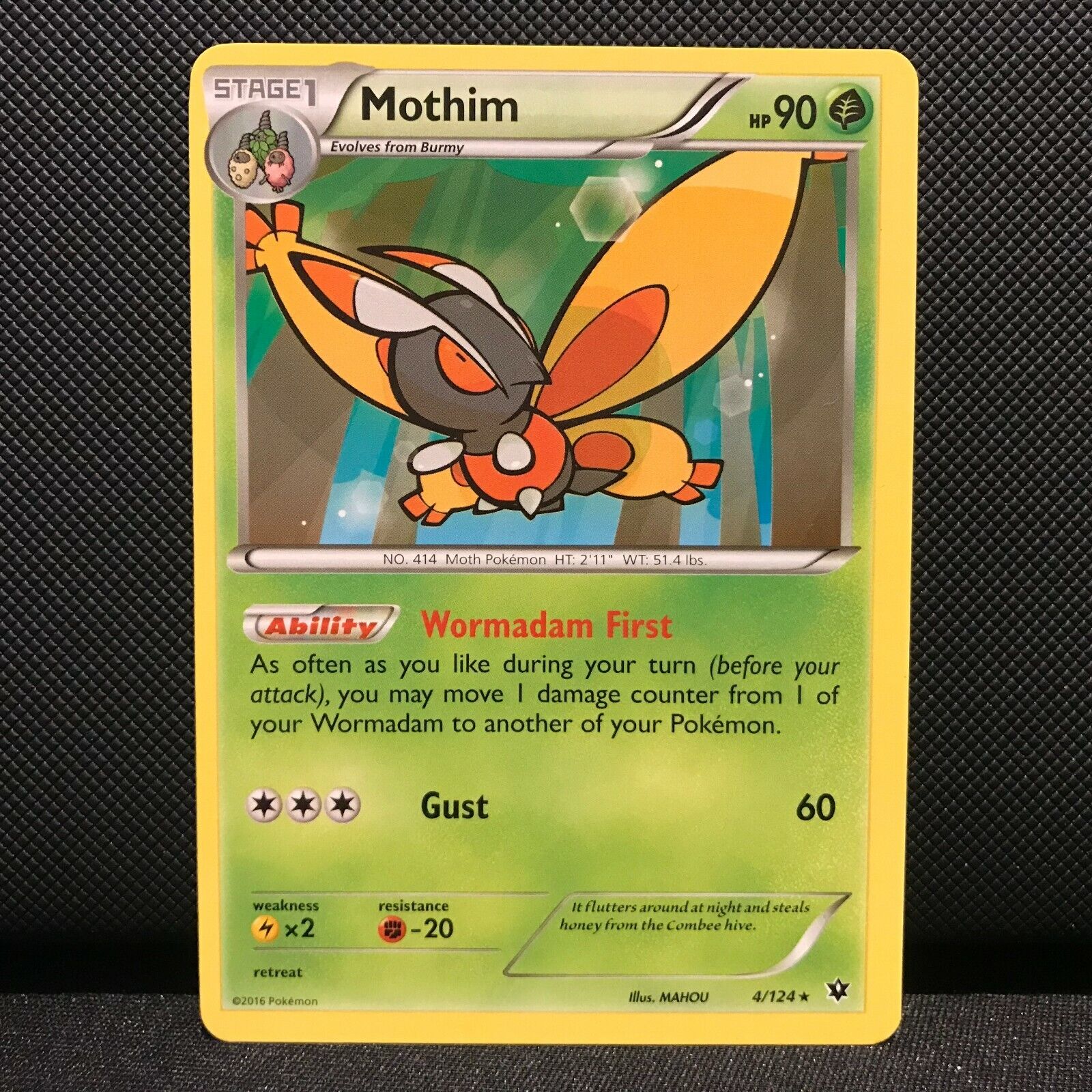 Mothim 4/124 - Fates Collide Pokemon Card - NM/Mint