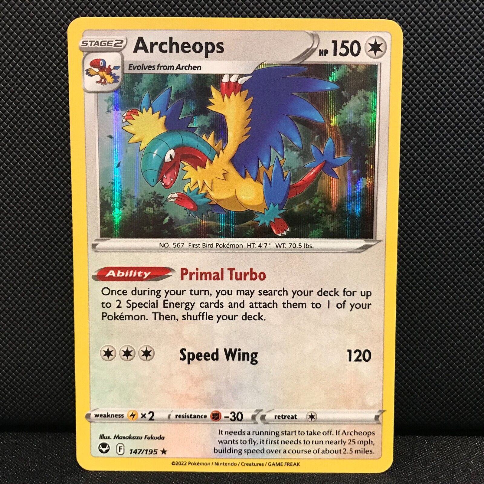 Archeops Holo 147/195 - Silver Tempest Pokemon Card - NM/Mint
