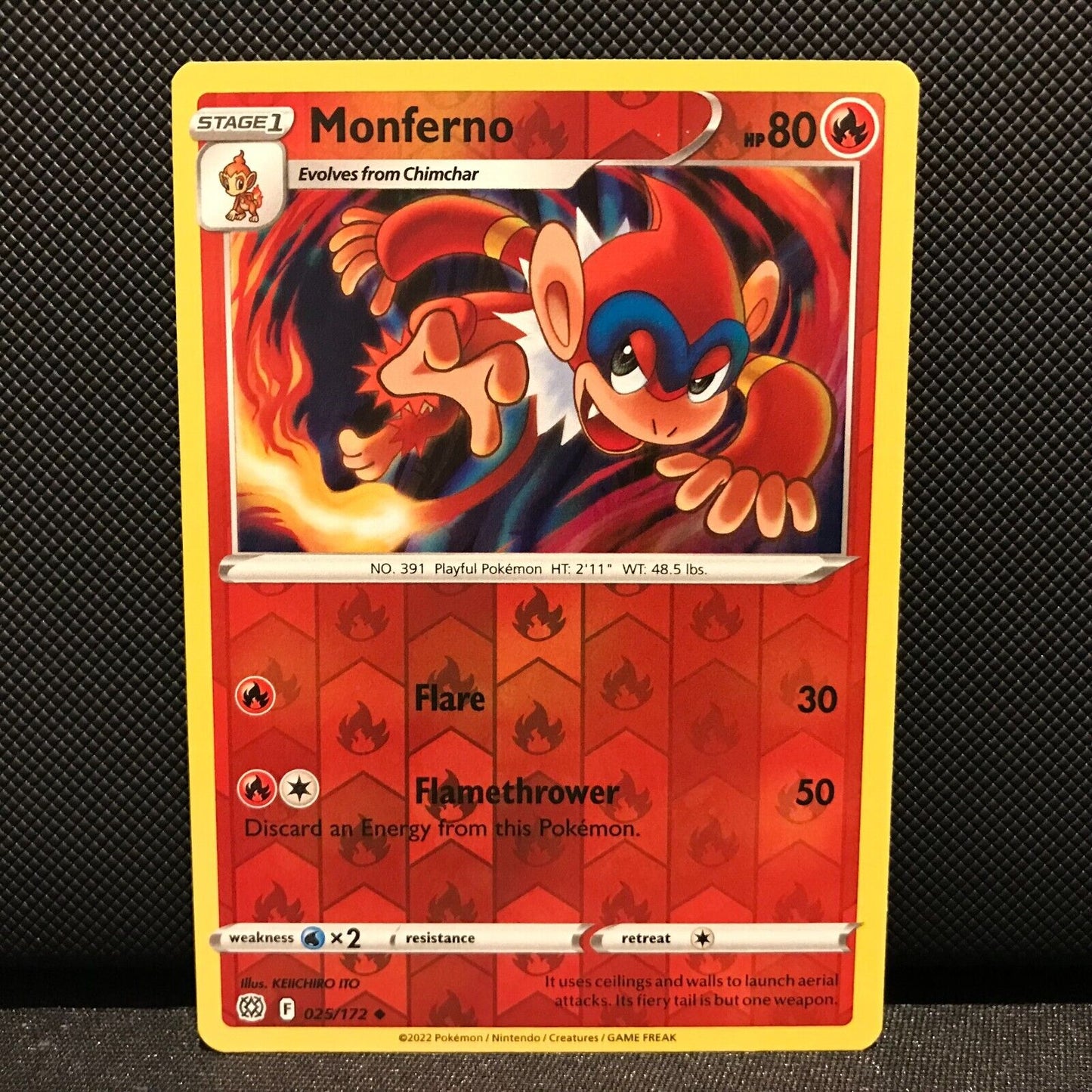 Monferno Reverse Holo 25/172 - Brilliant Stars Pokemon Card - NM/Mint