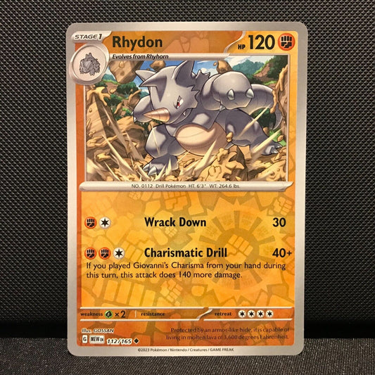 Rhydon Reverse Holo 112/165- Scarlet & Voilet 151 Pokemon Card - NM/Mint