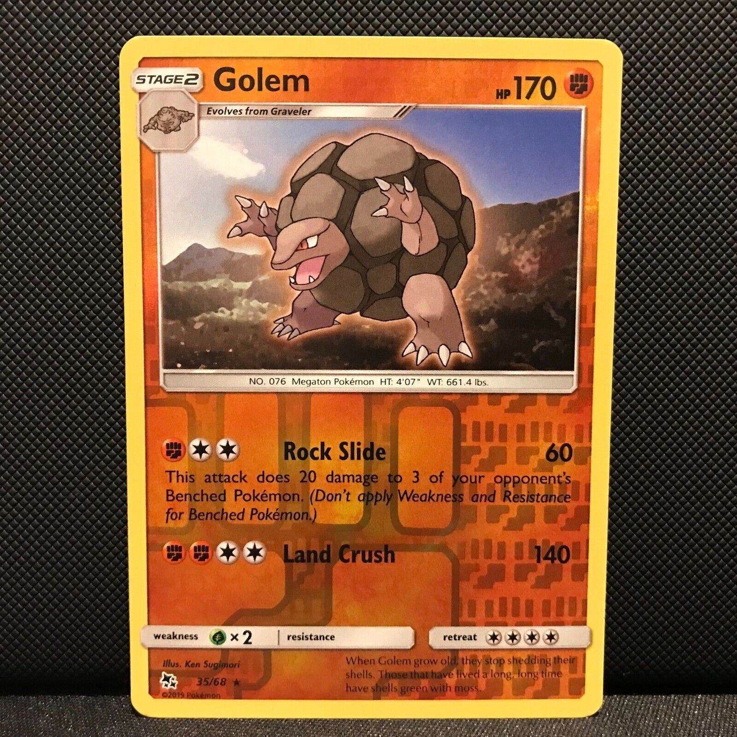 Golem Reverse Holo 35/68 - Hidden Fates Pokemon Card - NM/Mint
