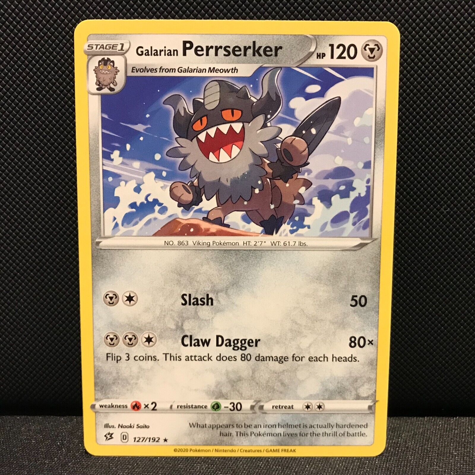 Galarian Perrserker 127/192 - Rebel Clash Pokemon Card - NM/Mint