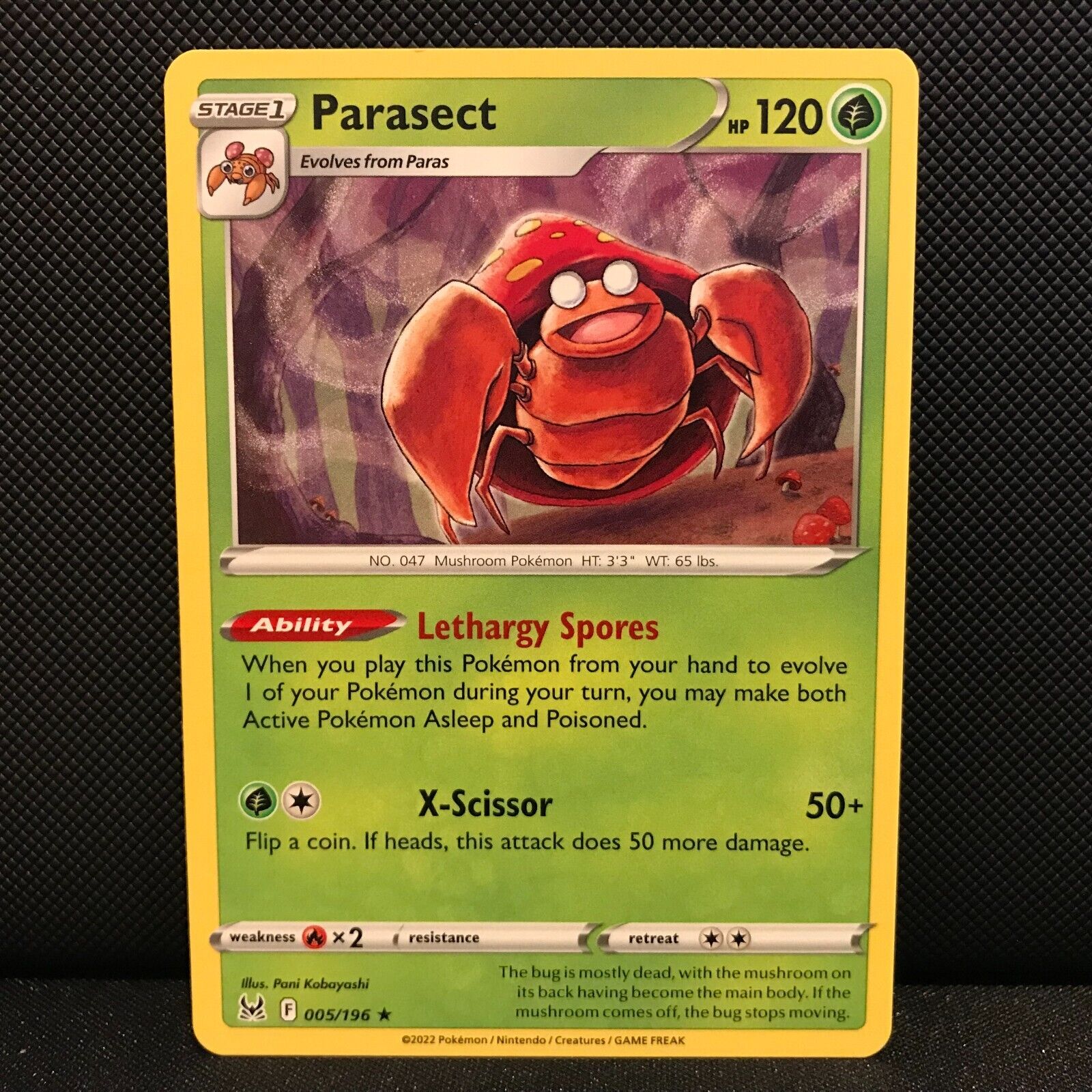 Parasect 5/196 - Lost Origin Pokemon Card - NM/Mint