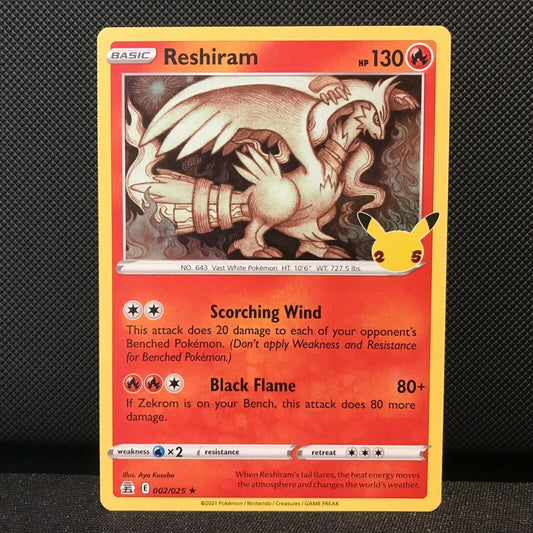 Reshiram 002/025 - Celebrations Pokemon Card - NM/Mint