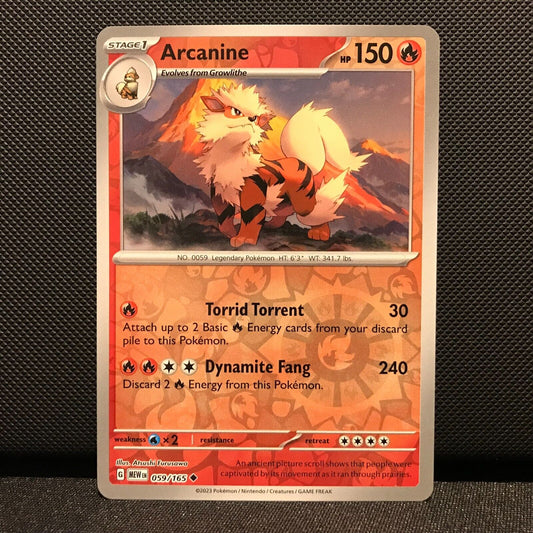 Arcanine Reverse Holo 059/165- Scarlet & Voilet 151 Pokemon Card - NM/Mint