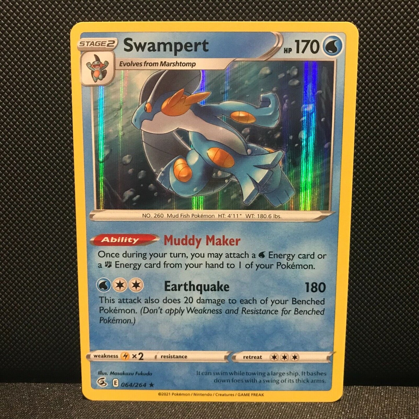 Swampert Holo 64/264 - Fusion Strike Pokemon Card - NM/Mint
