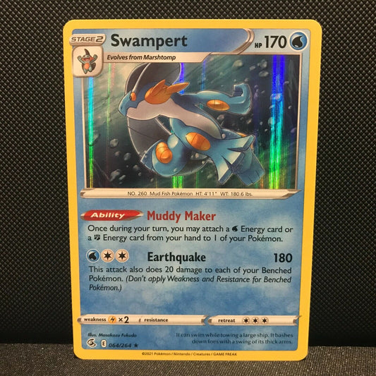 Swampert Holo 64/264 - Fusion Strike Pokemon Card - NM/Mint