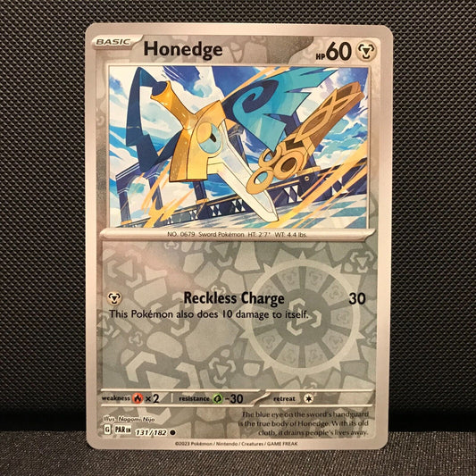 Honedge Reverse Holo 131/182 - Paradox Rift Pokemon Card - NM/Mint