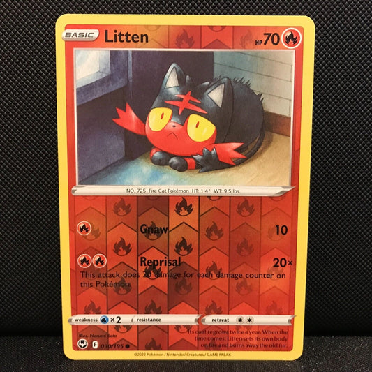 Litten Reverse Holo 30/195 - Silver Tempest Pokemon Card - NM/Mint