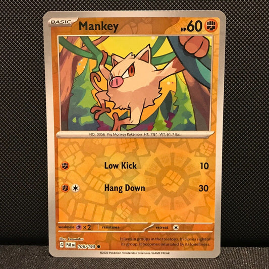 Mankey Reverse Holo 106/193 - SV2 Paldea Evolved Pokemon Card - NM/Mint