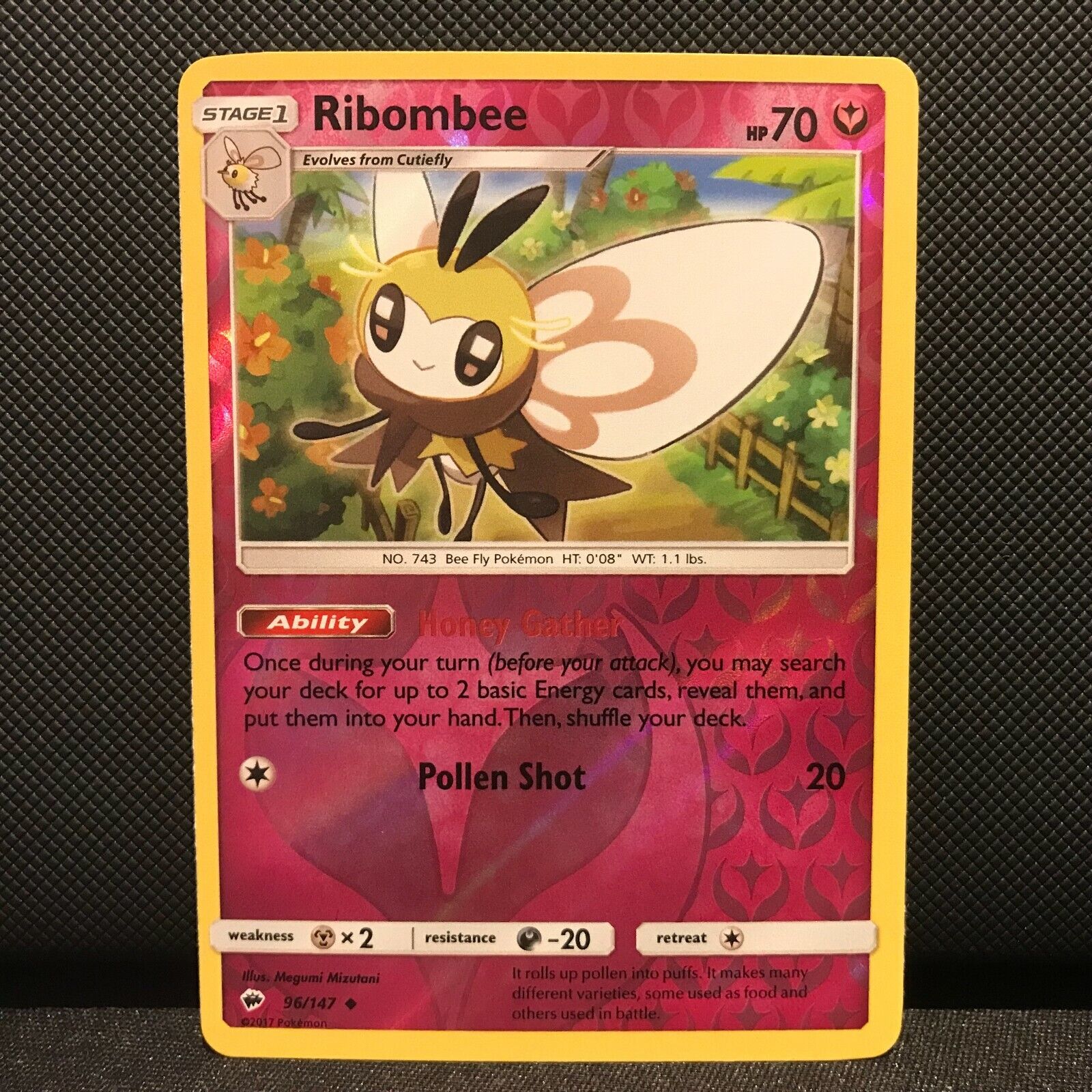 Ribombee Reverse Holo 96/147- Burning Shadows Pokemon Card - NM/Mint