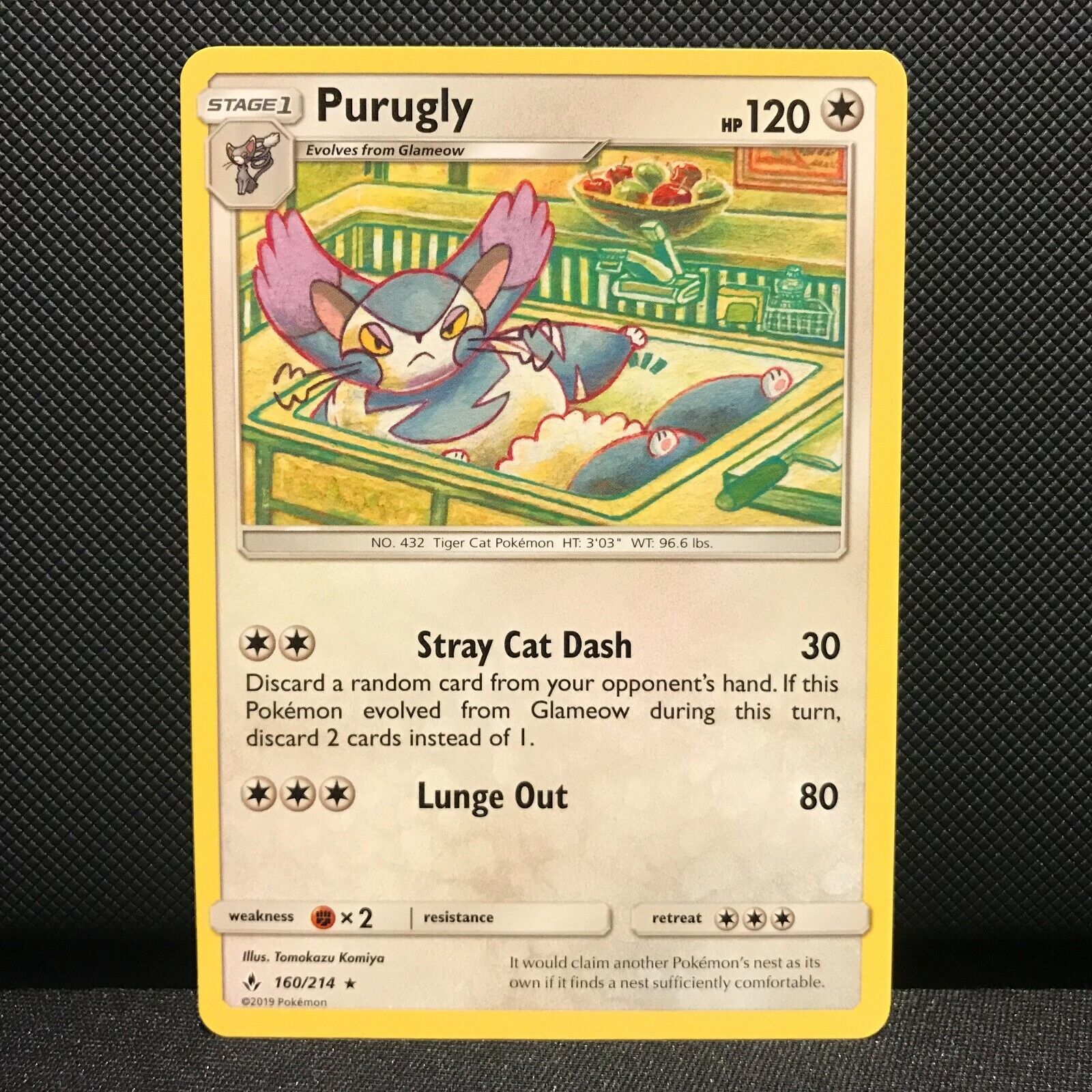 Purugly 160/214 - Unbroken Bonds Pokemon Card - NM/Mint