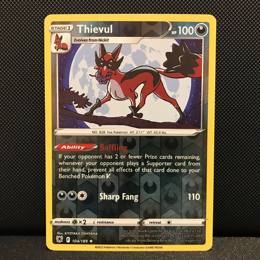 Thievul Reverse Holo 104/189 - Astral Radiance Pokemon Card - NM/Mint