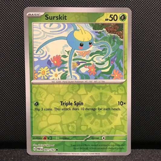 Surskit Reverse Holo 001/182 - Paradox Rift Pokemon Card - NM/Mint