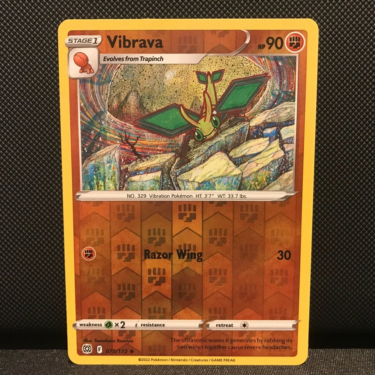 Vibrava Reverse Holo 75/172 - Brilliant Stars Pokemon Card - NM/Mint