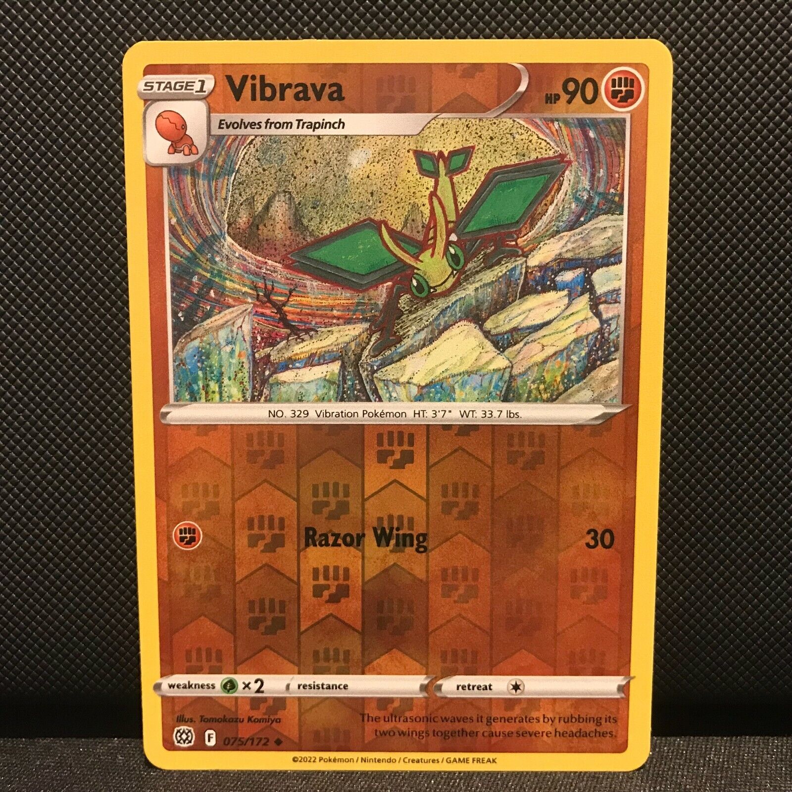Vibrava Reverse Holo 75/172 - Brilliant Stars Pokemon Card - NM/Mint