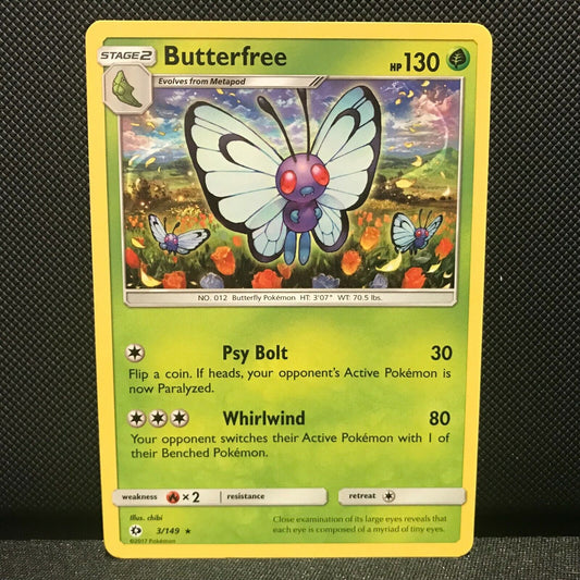 Butterfree 3/149 - Sun & Moon Base Set Pokemon Card - NM/Mint