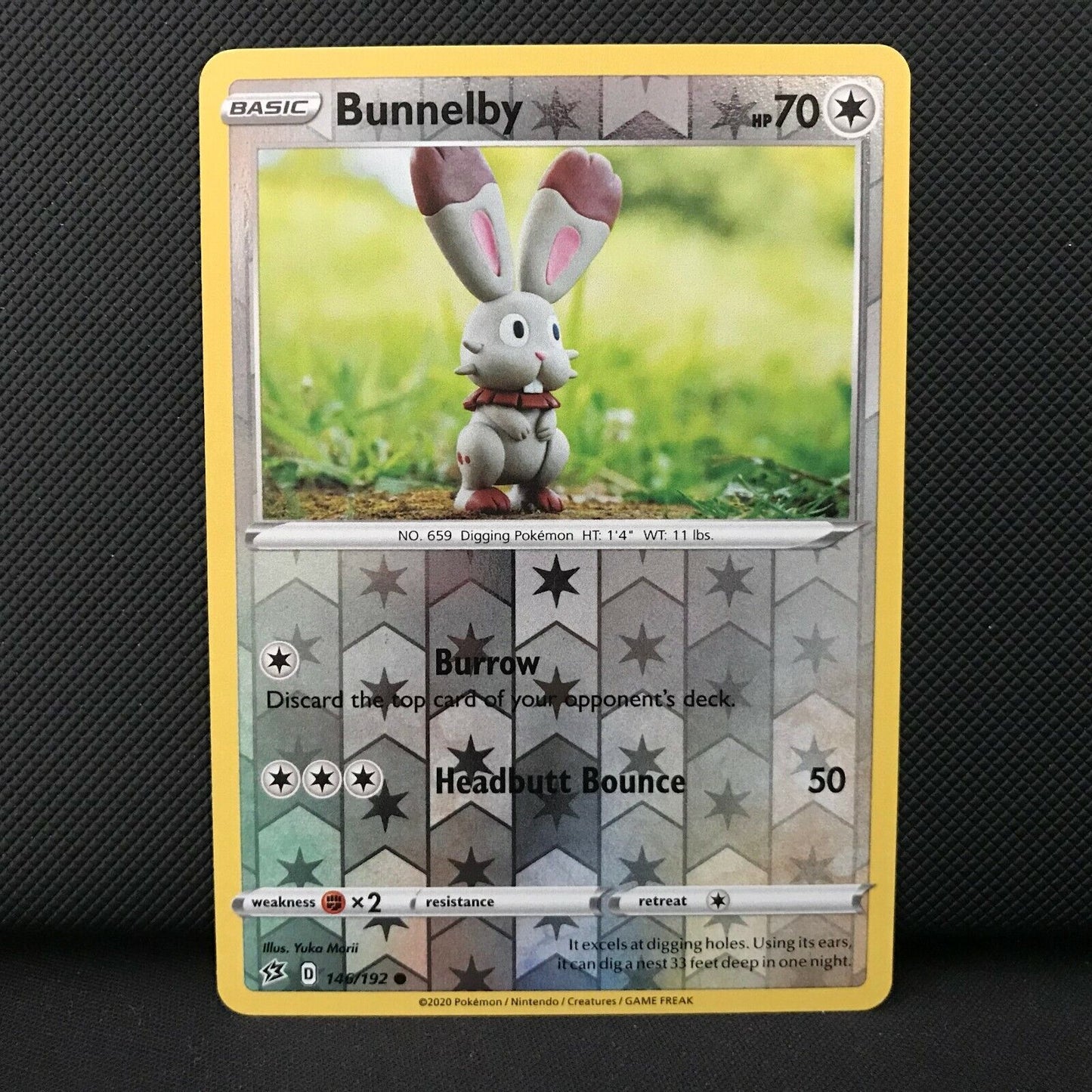 Bunnelby Reverse Holo 146/192 - Sword & Shield Rebel Clash Pokemon Card NM/Mint