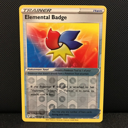 Elemental Badge Reverse Holo 147/203 - Evolving Skies Pokemon Card - NM/Mint