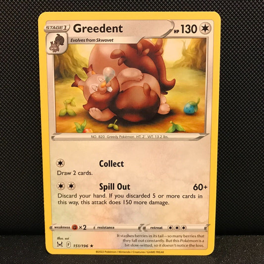 Greedent 151/196 - Lost Origin Pokemon Card - NM/Mint