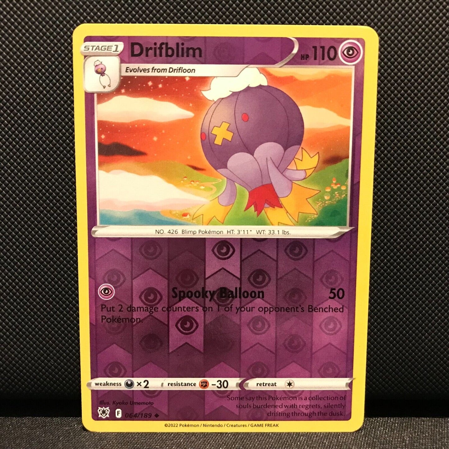 Drifblim Reverse Holo 64/189 - Astral Radiance Pokemon Card - NM/Mint