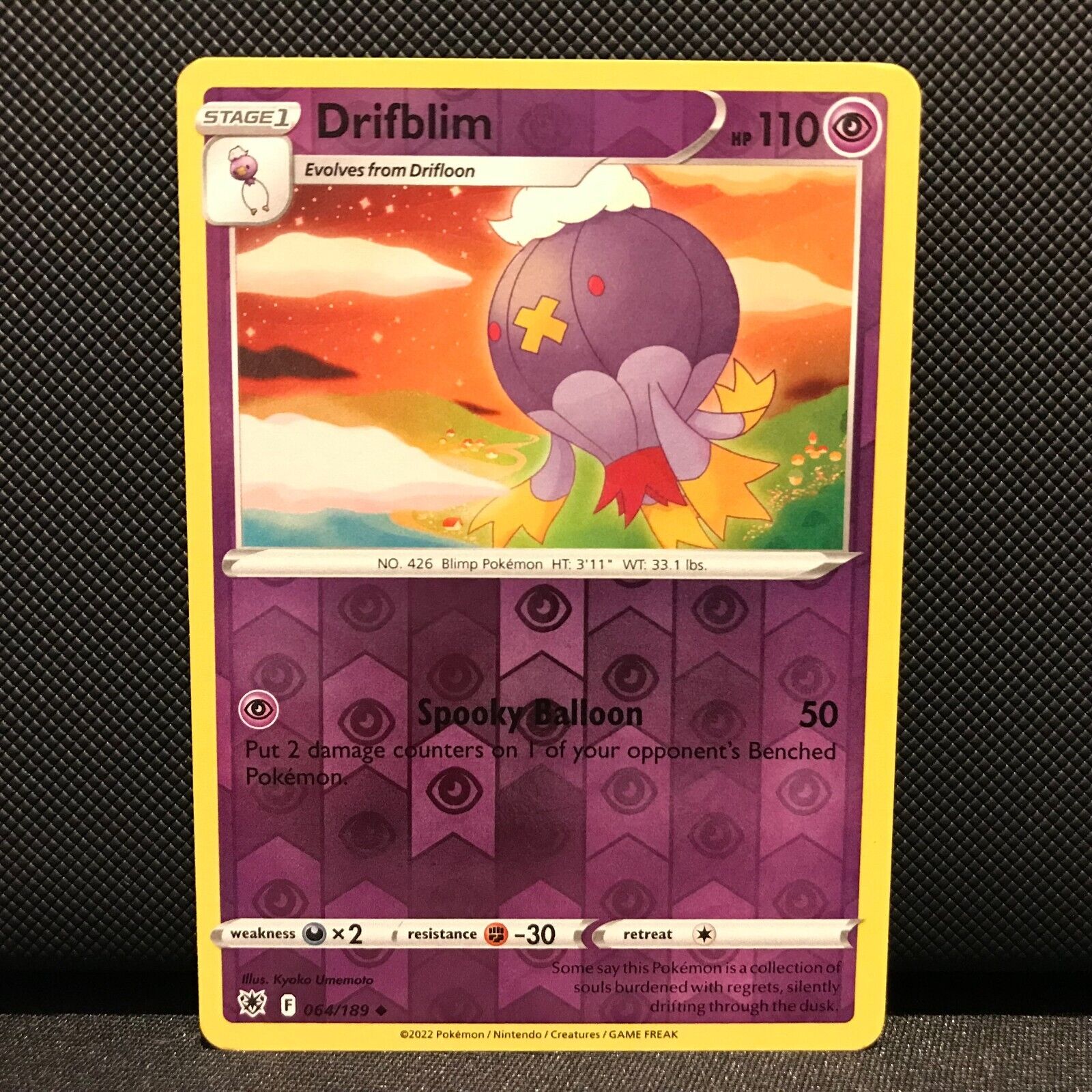 Drifblim Reverse Holo 64/189 - Astral Radiance Pokemon Card - NM/Mint