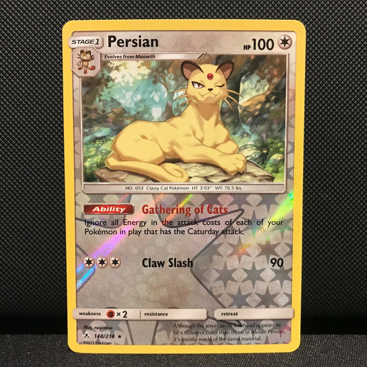 Persian Reverse Holo 148/214 - Unbroken Bonds Pokemon Card - NM/Mint
