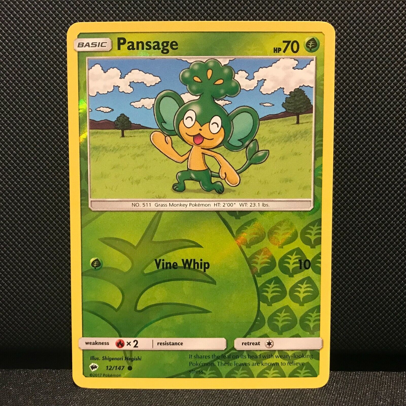 Pansage Reverse Holo 12/147- Burning Shadows Pokemon Card - NM/Mint