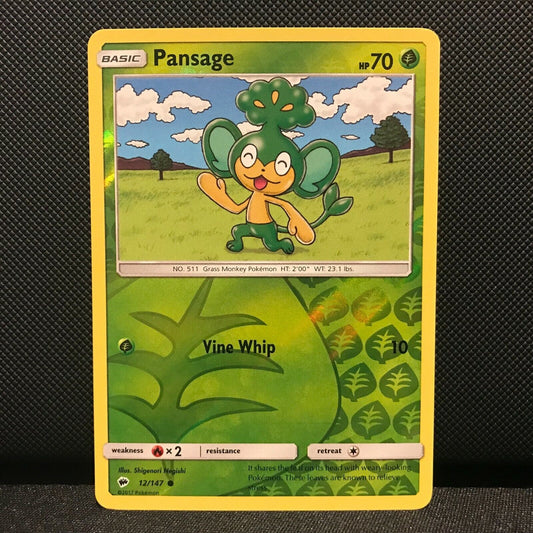 Pansage Reverse Holo 12/147- Burning Shadows Pokemon Card - NM/Mint