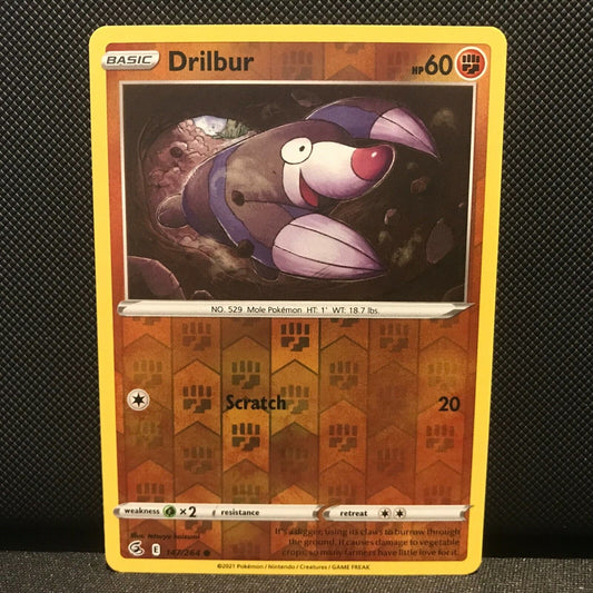 Drilbur Reverse Holo 147/264 - Fusion Strike Pokemon Card - NM/Mint